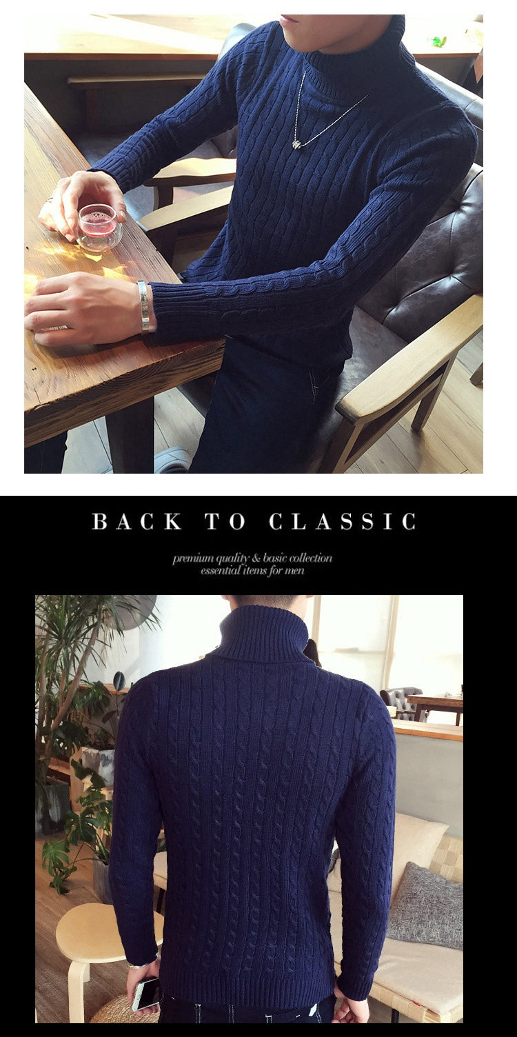 セーター メンズ 【チクチクしないニット】タートルネック 無地 ケーブル編み スリム カジュアル 長袖 ニット 防寒 M〜2XL