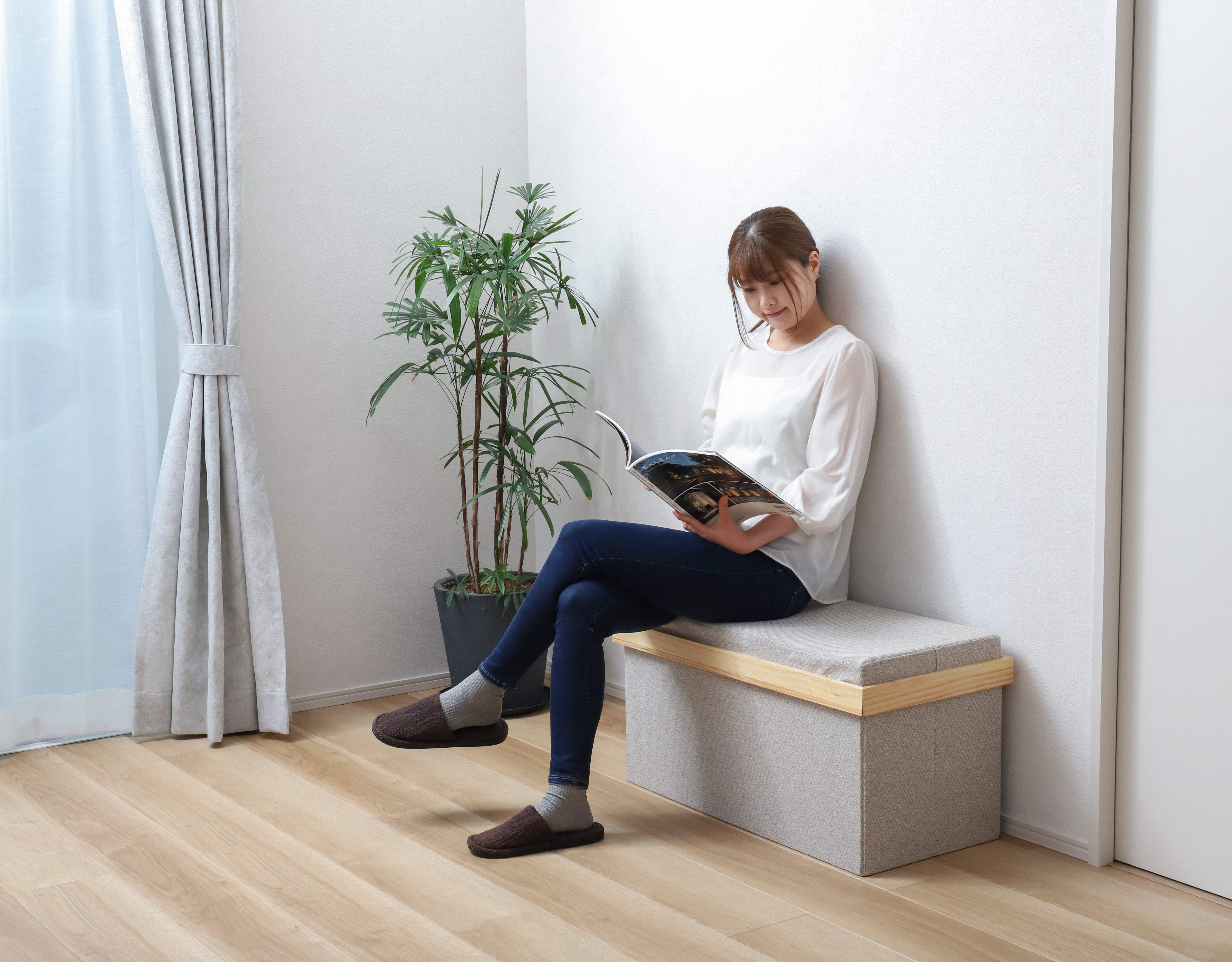 KYOSER 収納スツール【椅子 テーブルにもなれる!】4way オットマン 収納ボックス ダブルサイズ 2人掛け 収納ベンチ 椅子 幅76cm×奥行38×高さ40cmサイズ