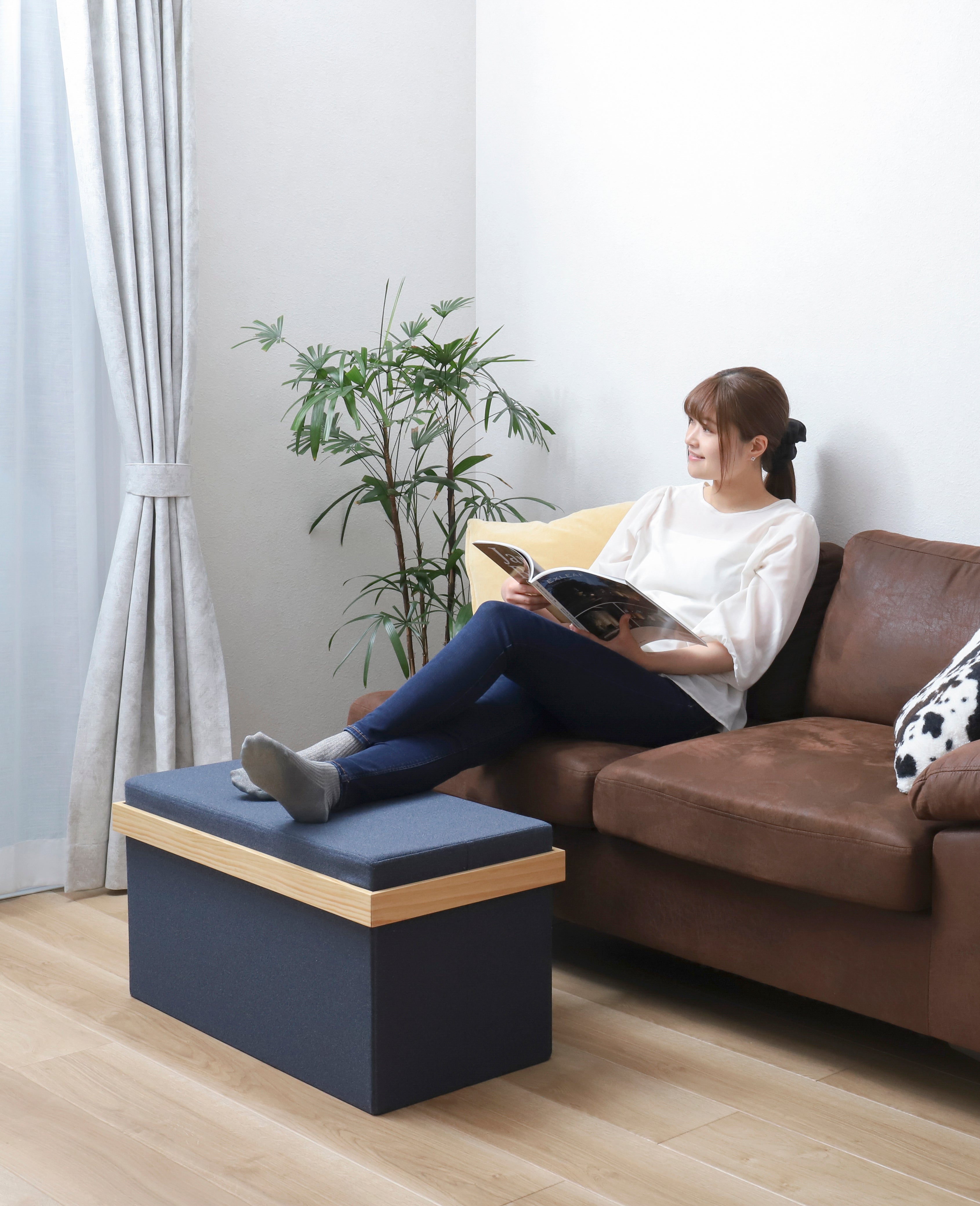 KYOSER 収納スツール【椅子 テーブルにもなれる!】4way オットマン 収納ボックス ダブルサイズ 2人掛け 収納ベンチ 椅子 幅76cm×奥行38×高さ40cmサイズ