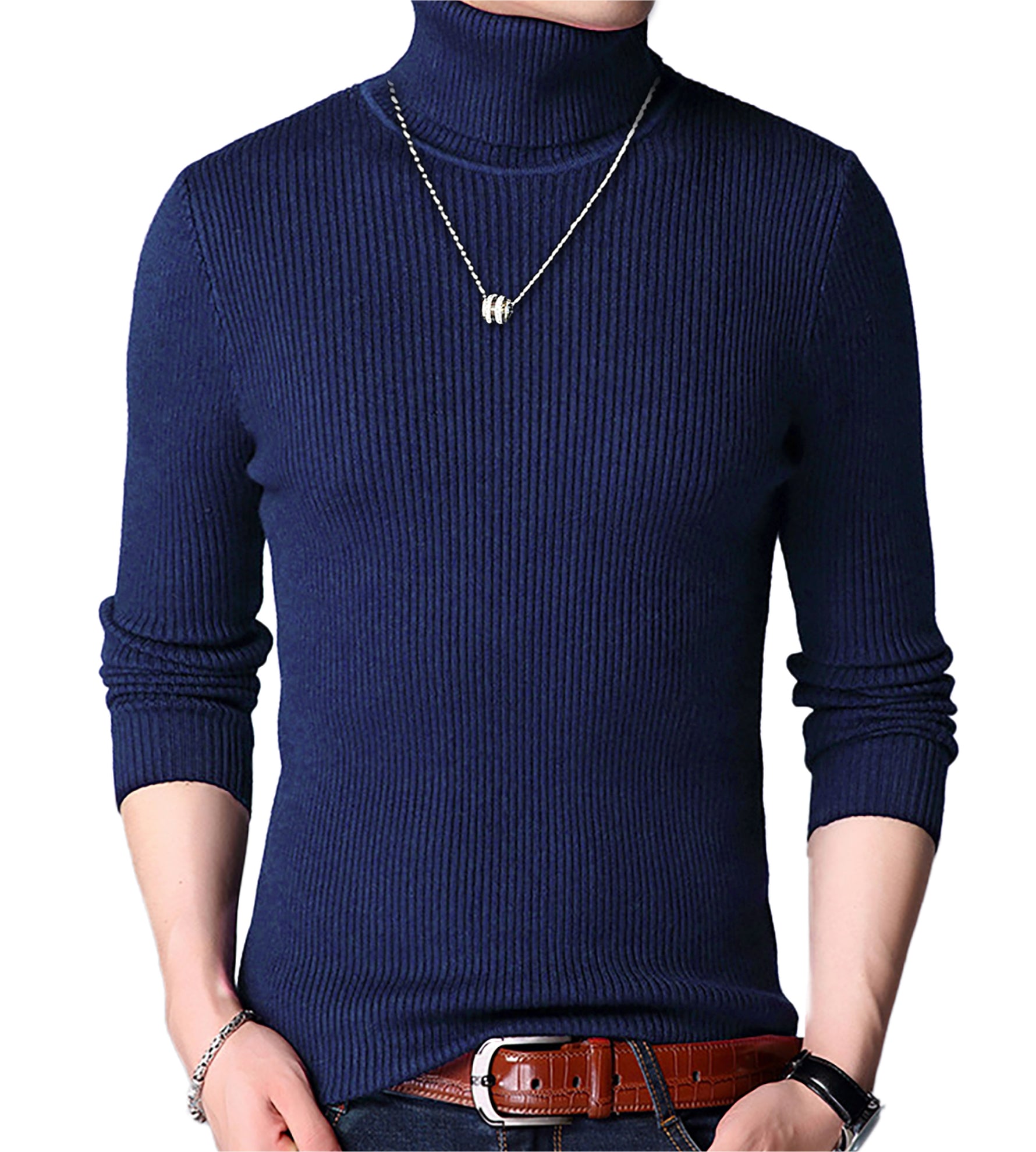 セーター メンズ 【チクチクしないニット】タートルネック 無地 スリム カジュアル 長袖 ニット 防寒 秋冬