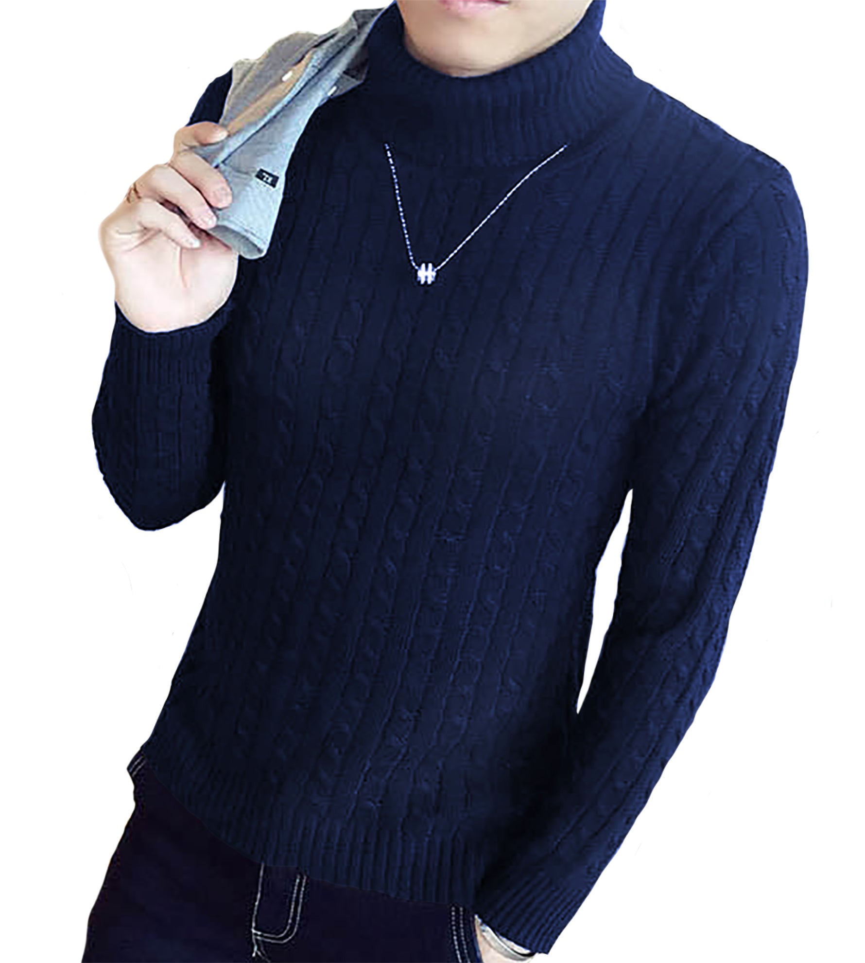 セーター メンズ 【チクチクしないニット】タートルネック 無地 ケーブル編み スリム カジュアル 長袖 ニット 防寒 M〜2XL