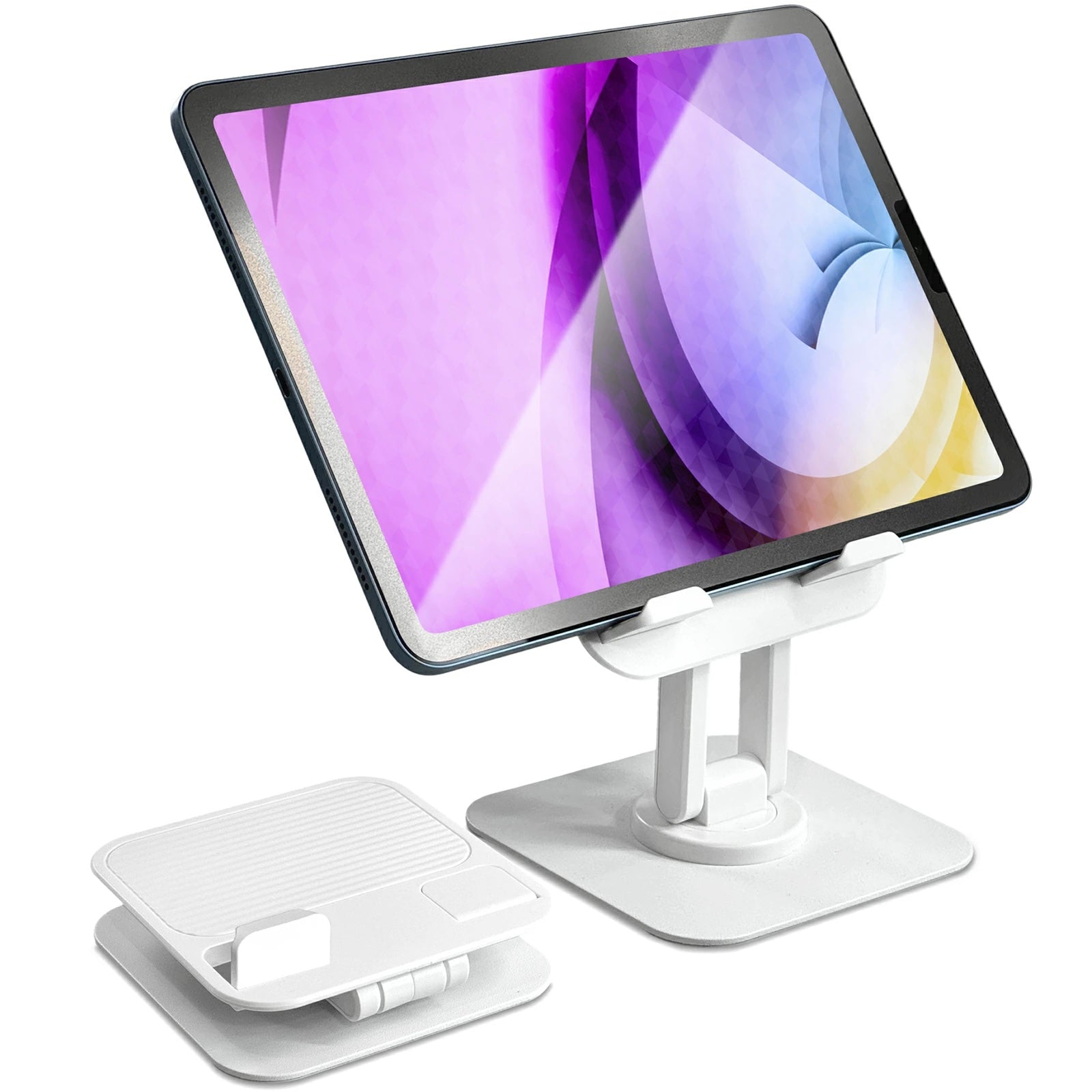 KYOSER タブレットスタンド iPad スタンド スマホ 折り畳み式 360°回転可能 卓上置き コンパクト 滑り止め 立て 置き台 縦置き レジ iPad mini 1 2 3 4 6 Air Pro 9.7 10.5 11 12.9