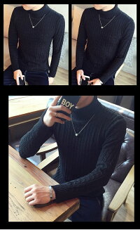 セーター メンズ 【チクチクしないニット】タートルネック 無地 ケーブル編み スリム カジュアル 長袖 ニット 防寒 M〜2XL