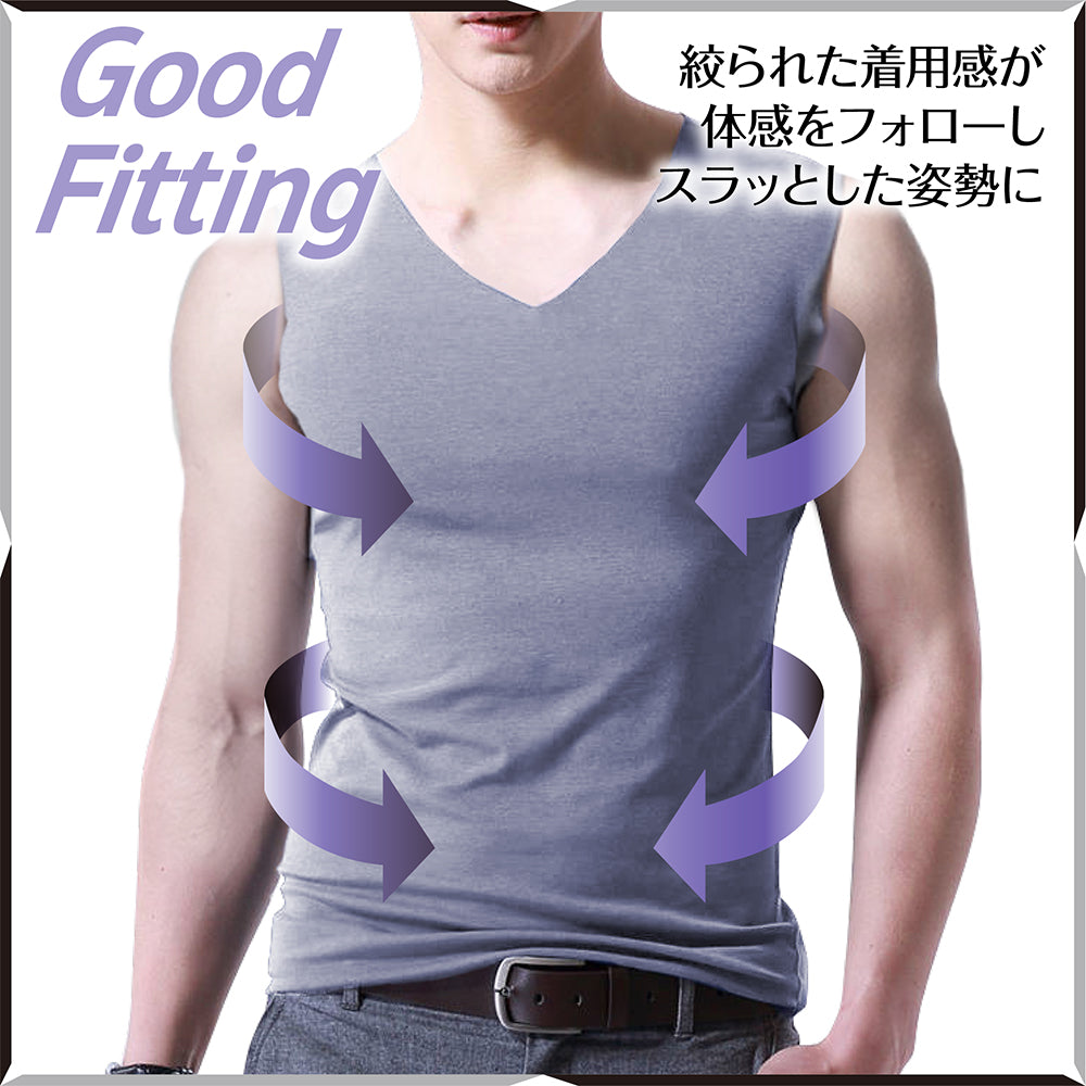 HAFOS インナーシャツ メンズ タンクトップ 5枚組 Vネック シームレス 縫い目がない スリム Tシャツ 速乾 肌着 M~2XL