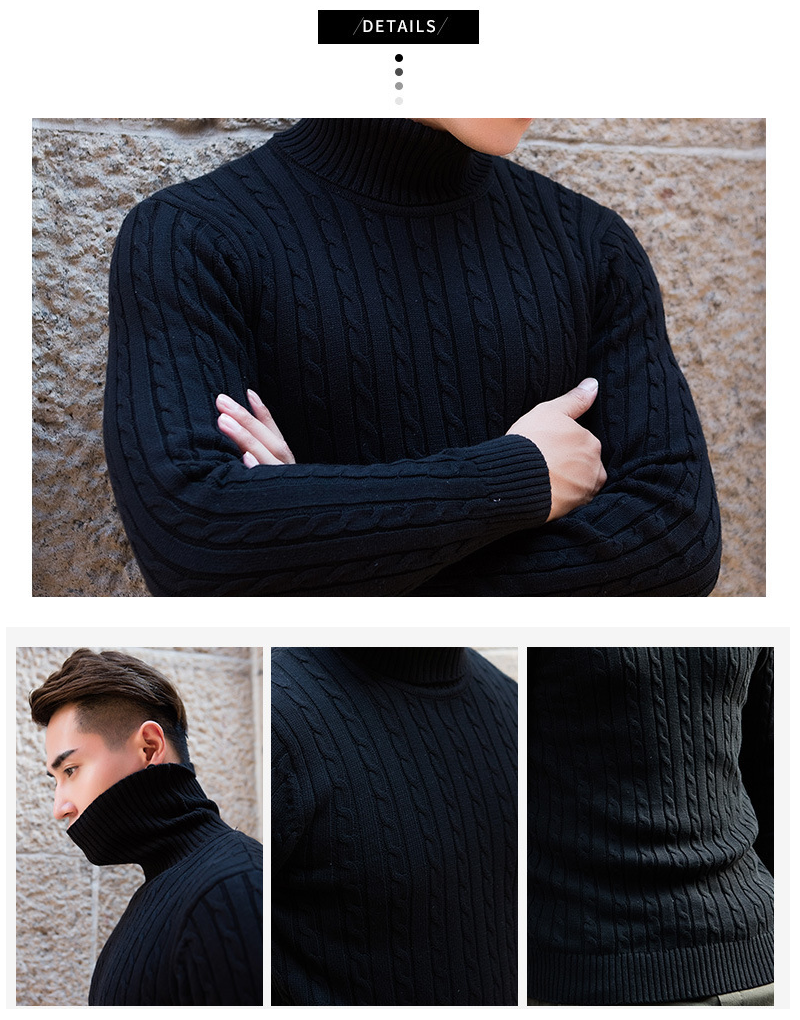 セーター メンズ 【チクチクしないニット】タートルネック 無地 ケーブル編み スリム カジュアル 長袖 ニット 防寒 M〜2XL