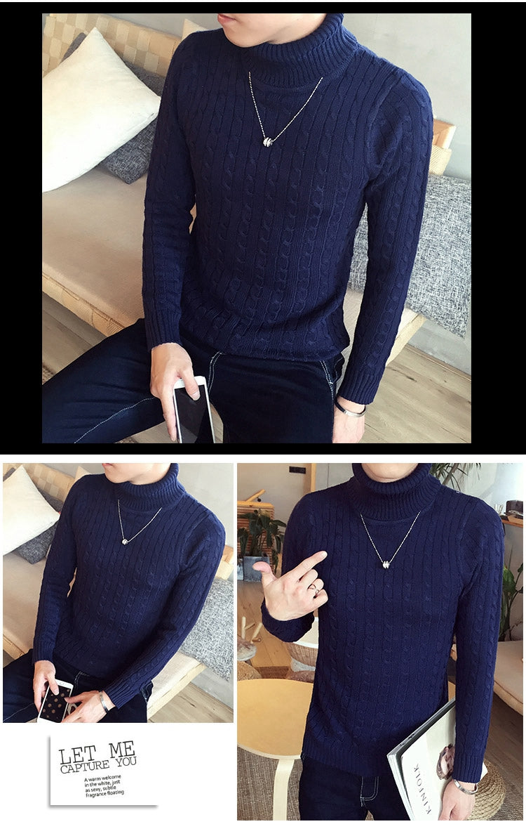 セーター メンズ 【チクチクしないニット】タートルネック 無地 ケーブル編み スリム カジュアル 長袖 ニット 防寒 M〜2XL