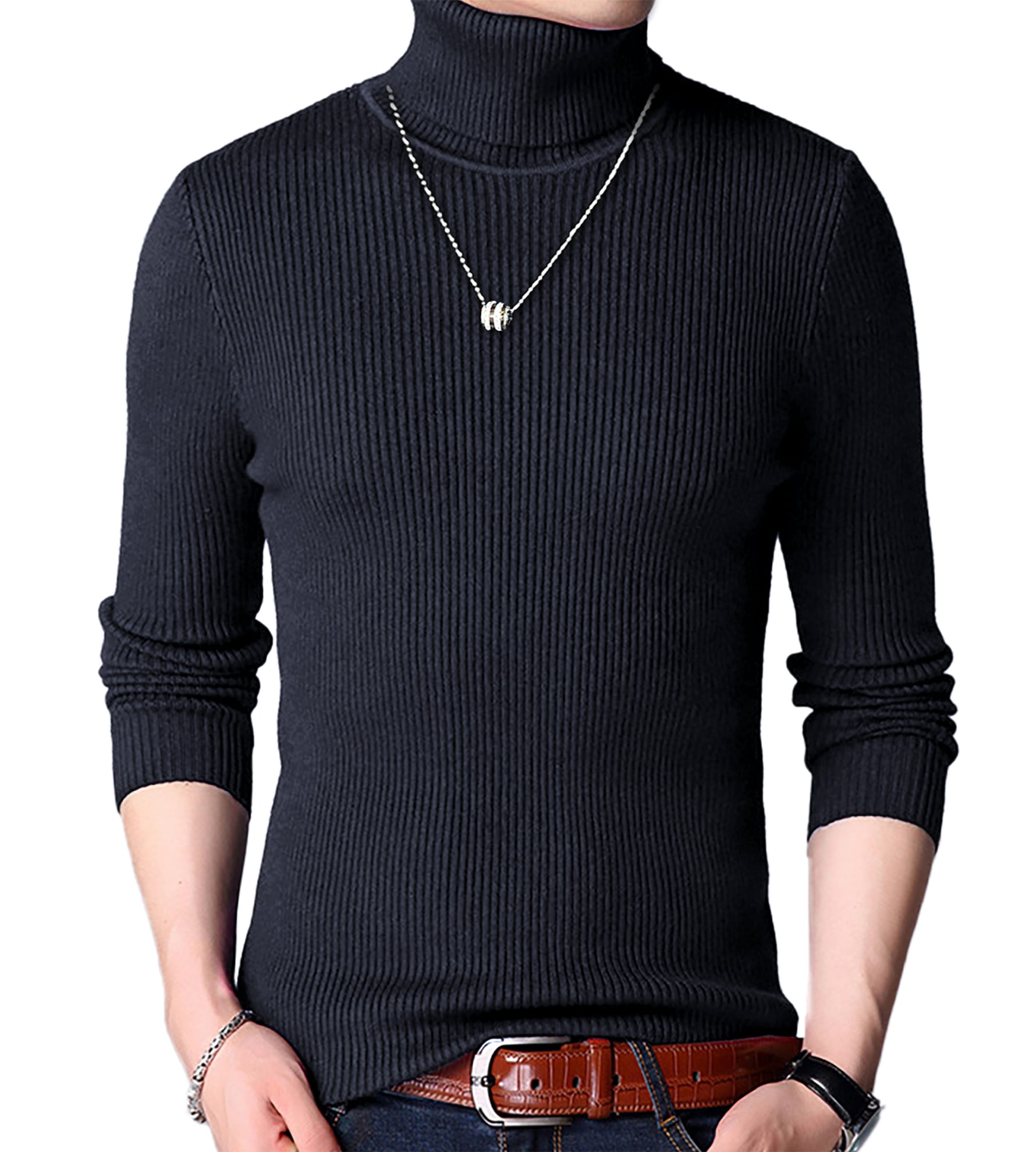 セーター メンズ 【チクチクしないニット】タートルネック 無地 スリム カジュアル 長袖 ニット 防寒 秋冬