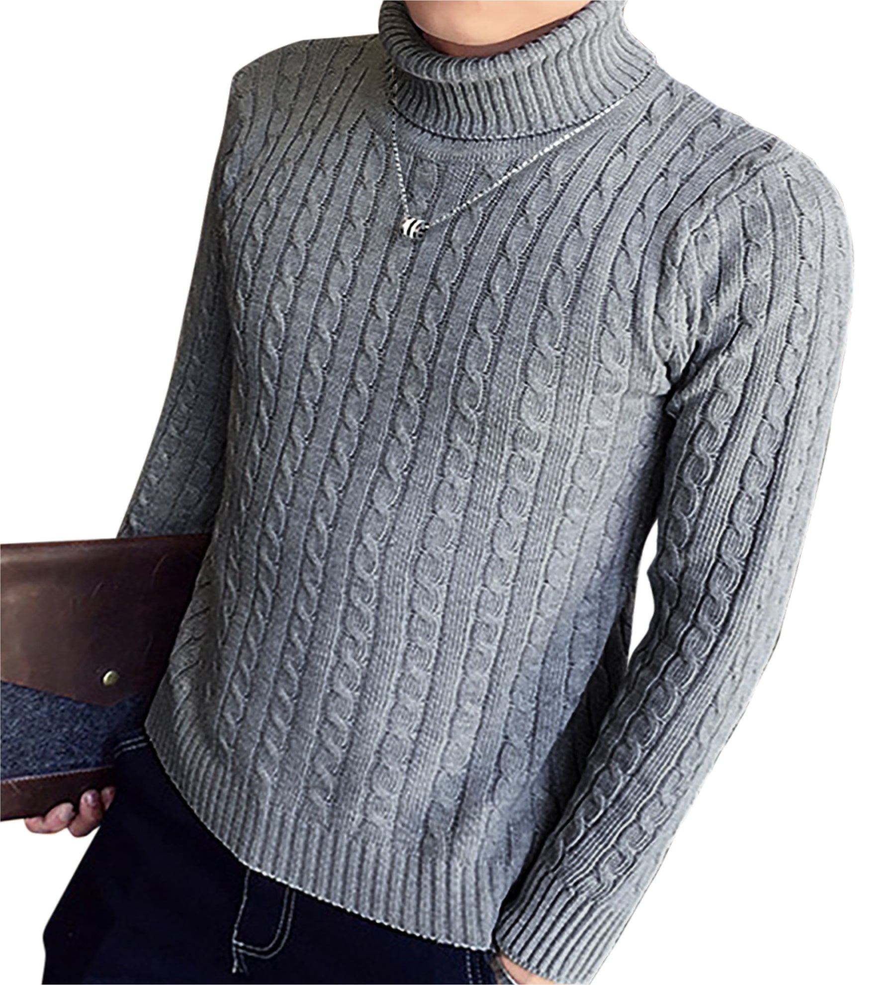 セーター メンズ 【チクチクしないニット】タートルネック 無地 ケーブル編み スリム カジュアル 長袖 ニット 防寒 M〜2XL