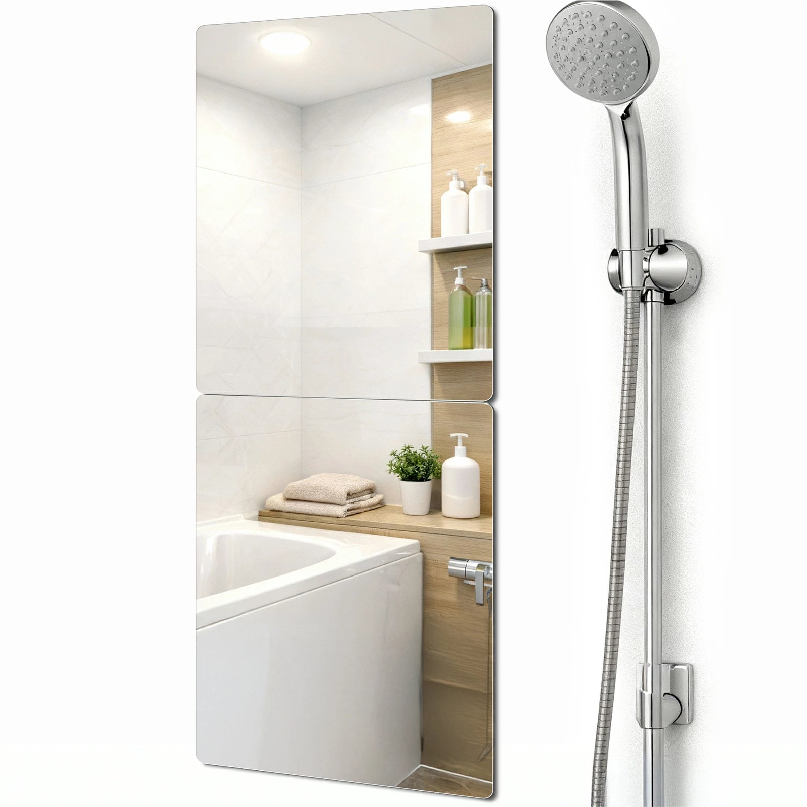 浴室鏡【曇らない浴室鏡】風呂鏡 鏡 地震対策 マグネット 強磁吸着 賃貸に適用 自由自在に設置 軽量 お風呂 ミラー 浴室