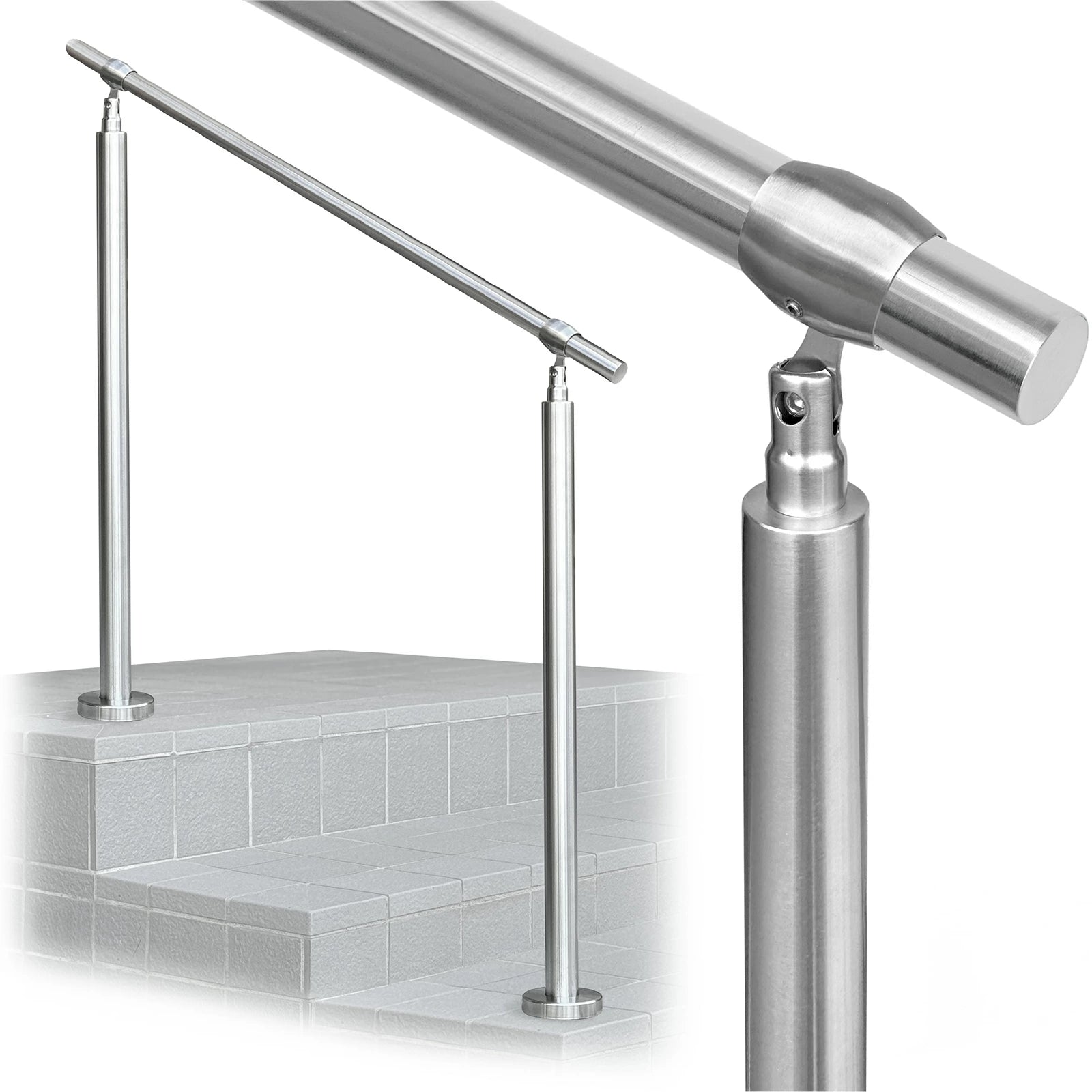 KYOSER 手すり ステンレス製 屋外 階段 簡単な取り付け 角度調整可能 DIY 玄関 屋内屋外用 60cm~120cm