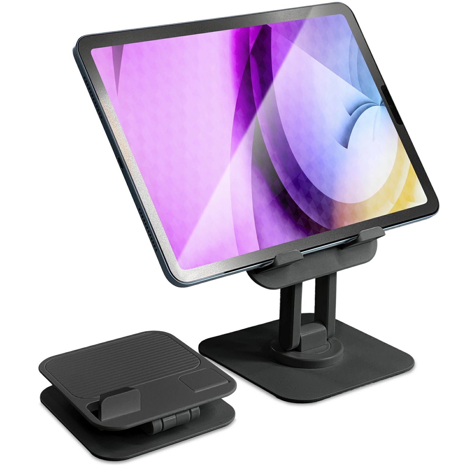 KYOSER タブレットスタンド iPad スタンド スマホ 折り畳み式 360°回転可能 卓上置き コンパクト 滑り止め 立て 置き台 縦置き レジ iPad mini 1 2 3 4 6 Air Pro 9.7 10.5 11 12.9