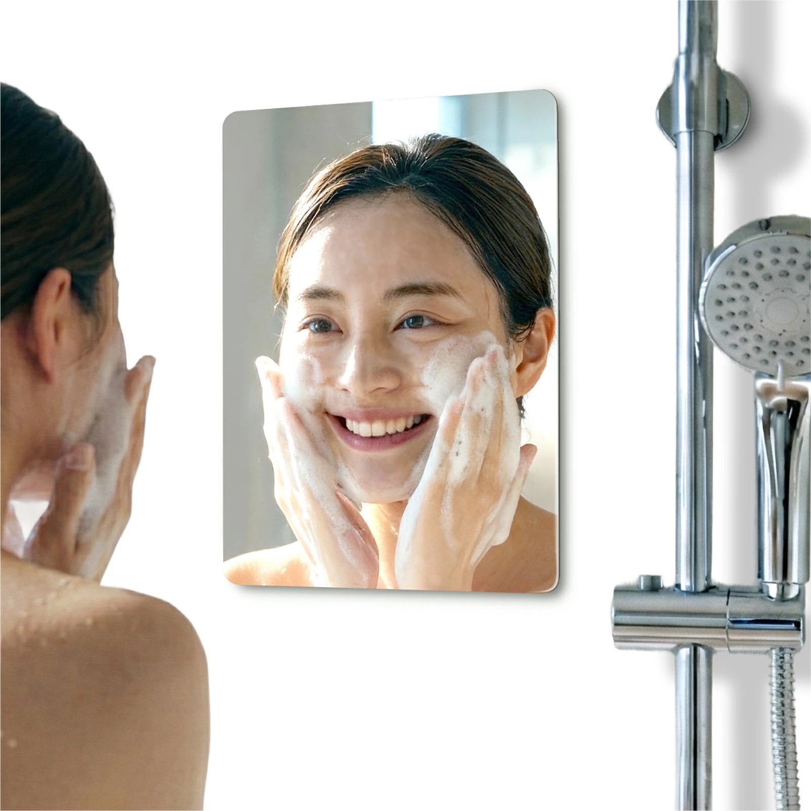 浴室鏡【曇らない浴室鏡】風呂鏡 鏡 地震対策 マグネット 強磁吸着 賃貸に適用 自由自在に設置 軽量 お風呂 ミラー 浴室