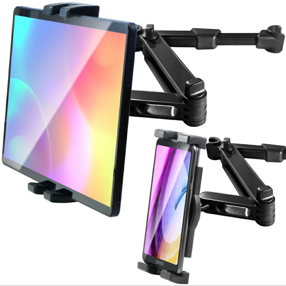 車載ホルダー タブレットホルダー 後部座席 ヘッドレスト 伸縮アームスタンド ipad車載 スマホホルダー 360度回転 自由調節 スマートフォン 4〜13インチ iPad Pro Air Mini Nintendo Switch
