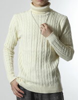 セーター メンズ 【チクチクしないニット】タートルネック 無地 ケーブル編み スリム カジュアル 長袖 ニット 防寒 M〜2XL