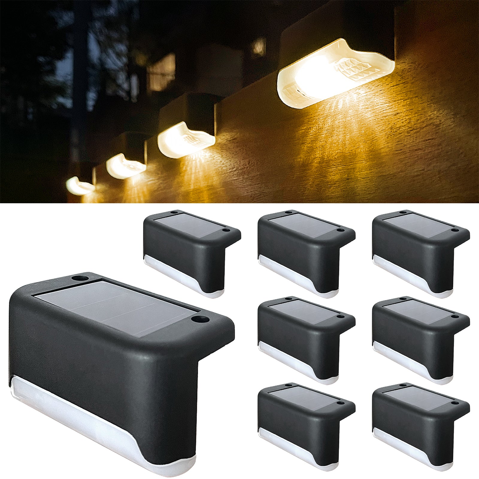 KYOSER ソーラーライト ガーデンライト 8個セット LEDライト 太陽光発電 階段 防水 ソーラー式 屋外 アウトドア ホームデコレーション照明